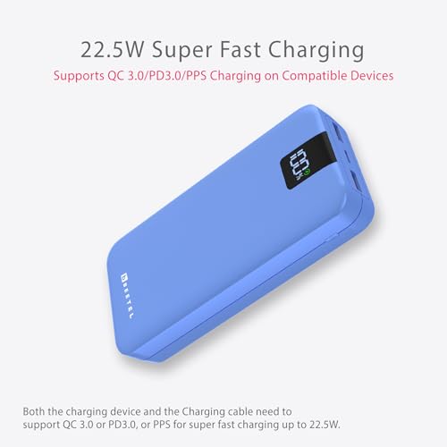 Image of Beetel Volte Series PB20 20000mAh Power Bank 22.5W Fast Charging | Triple Output QC3.0, PD3.0 & PPS | Pass Through Charging | Designed for Apple iPhone, Samsung, OnePlus and All Smartphones | Blue
