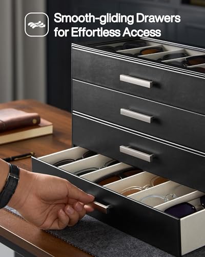 image for ProCase 12 Slots Sunglasses Organizer, 2-Layer Eyeglass Holder with Cl