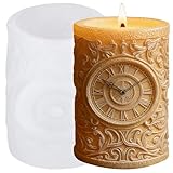 GLITZXFH Vintage Roman Numeral Clock Candle Mold Antique Roman Clock Face Pillar Candle Molds for Candles Making Resin Casting Aromatherapy Candles Wax Home Decoration