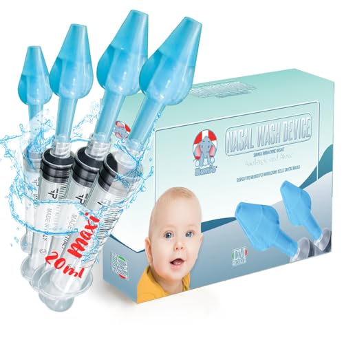 Mumi's 4 olive per lavaggi nasali 4 siringhe maxi 20ml per lavaggi nasali bambini e adulti dispositivo medico CE (4 siringhe 4 olive)