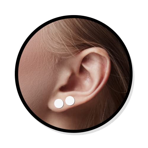 Tiny Round Dot Disc Stud Earrings in 925 Sterling Silver, Gold Vermeil, or Rose Gold Vermeil | Dainty Minimalist Earrings for Women (Sterling Silver, 8mm)