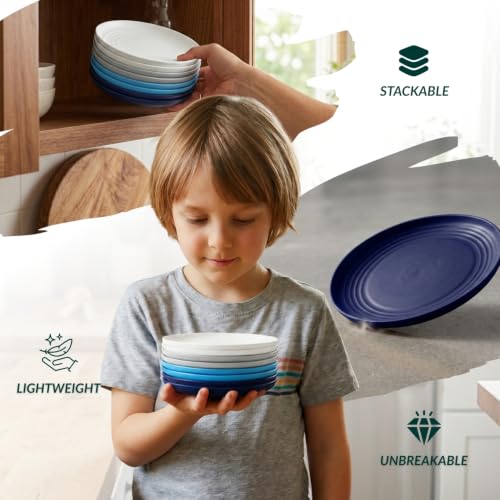 Image of Homienly Wheat Straw Mini Plates | For Dessert, Appetizer, Breakfast & Snacks | Long-lasting Plastic Plates & Salad Plates Collection -8-Pack Small Plate Set -Island Series