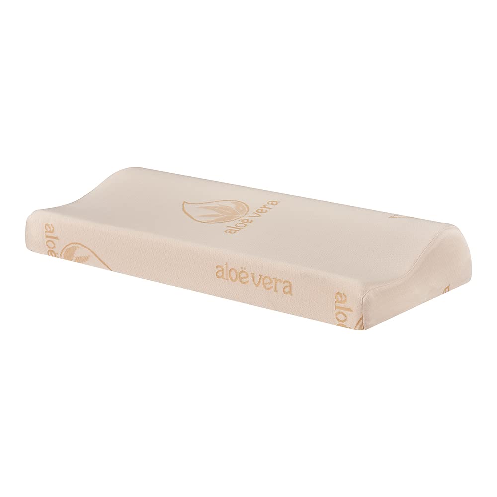 DECASATEXTIL® - Almohada Cervical viscoelástica con Funda extraíble de Aloe- Vera y diseño ergonómico para aliviar el Dolor de Cuello, Hombros y Cabeza-Soporte Cervical, Ajustable en Altura.