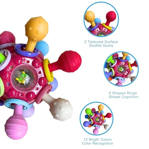 Image of Baby Montessori Sensory for 0-6 6-12 Months, Baby Teether Teething for Babies 0 3 6 9 12 18 Months, Newborn Infant Learning Developmental Gifts for 1 2 Year Old Boys Girls (Red.)