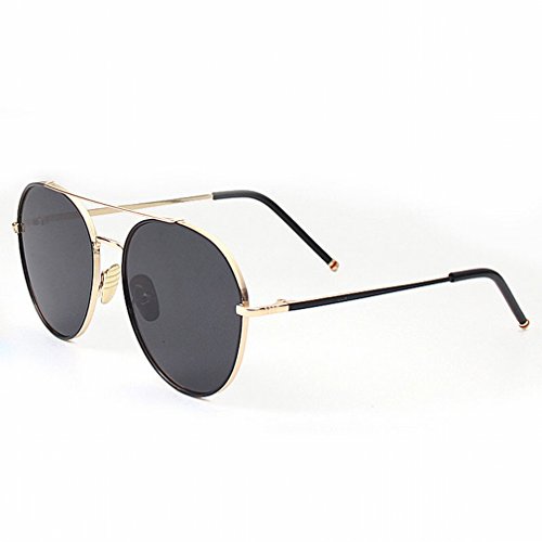 Lunettes de soleil anti-UV YL à jambes fines en métal et effet miroir protecteur
