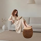 Repose-pieds robuste et durable : Notre pouf est fabriqué en rotin tressé à la main. Chaque pouf est soigneusement tissé à la main
