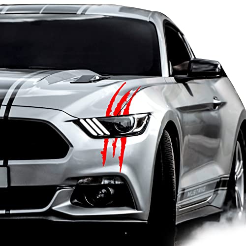 KeeForthewin 2PCS Claw Marks Decal Sticker Waterproof Headlight Decal Vinyl Sticker Decal for Sports Cars (Red)