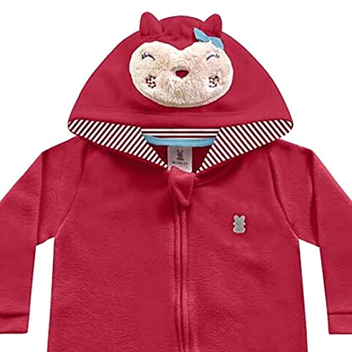 Macacão Soft com Capuz Bordô Kiko Baby