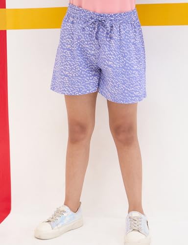 Image of Amazon Brand - Symbol Girls Flared Fit Printed Rayon Shorts | Elasticated Waistband | Age 2-14 Years