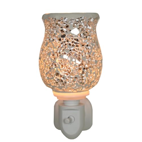 Cello Shining Silver Plug In Wax Melt Burner & Electric Oil Burner. Wax Melt Burners for Wax Melts & Essential Oils. Essential Oil Burner for Home Office & Bedroom Accessories & Living Room Decor.