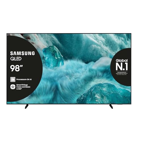 Samsung QLED 4K Vision AI Smart TV 98'' QE98Q7FAAUXZT Q7F, Q4 AI Processor, 100% Volume Colore con Quantum Dot, Motion Xcelerator, OTS Lite & Adaptive Sound, SlimLook Design, 2025