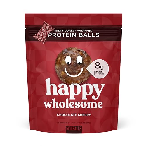 Happy Wholesome Protein Balls 7.05oz Bag (Chocolate Cherry) Protein Snack,