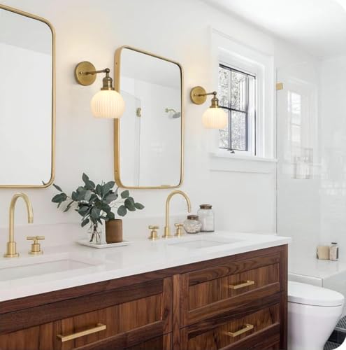 Applique vintage con paralume a globo in vetro bianco latte, lampada da parete moderna a 1 luce per interni per soggiorno camera da letto bagno - Illuminazione - Immagine 3