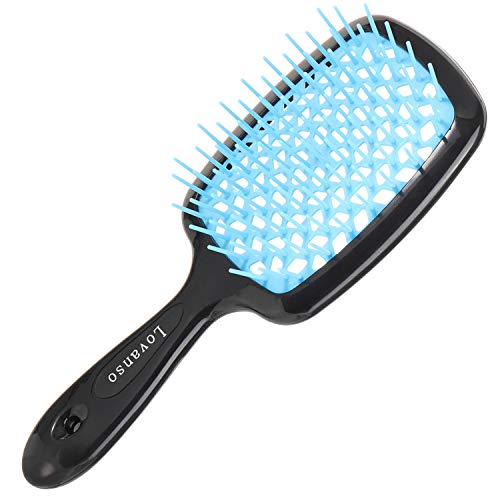 Paddle Hair Brush Wet and Dry Paddle Brush Detangler Tail Comb Soft Bristles for Thick Curly, Women, Men, Blue