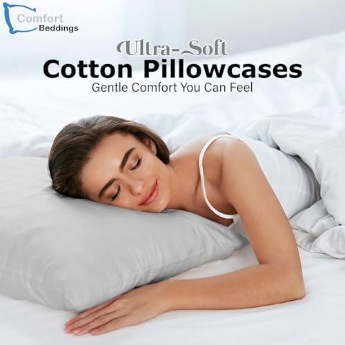 Image of Comfort Beddings 100% Organic Cotton Pack of 2 Travel Pillowcases 12x16 Silver Pillow Cases with Zipper Closure, Crisp Percale Weave, Soft & Cooling Pillow Covers (Size-12x16, Silver)