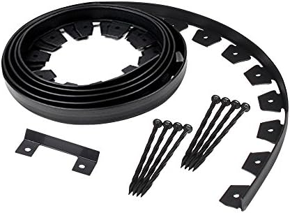 EasyFlex Heavy-Duty No-Dig Landscape Edging with Anchoring Spikes, 1.7 in. Tall Straight Top Commercial Grade Plastic Garden Border, Pack of 8 - 20-ft. Coils, Black (3100-20C-8) 160 Foot