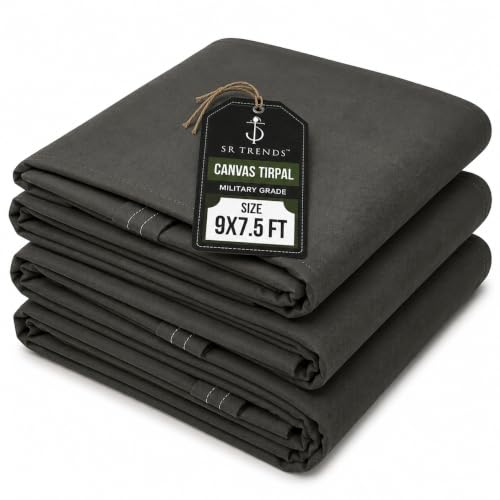 Image of 1200 GSM Extreme Power Canvas Tirpal - Industrial-Grade Waterproof Resistance Canvas Tarpaulin | Extra Thick, Tear-Proof & UV Shielded | Built for Heavy Commercial Use (Grey, 9 X 7.5 FT)