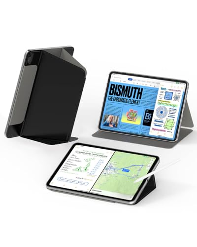 Feams V Fold Case for iPad (A16) 11th Generation 11 Inch 2025, iPad 10th Generation 10.9 Inch 2022, V-Shaped Standing Magnetic Detachable Clear Back Case with Landscape Portrait Mode&Auto Sleep, Black