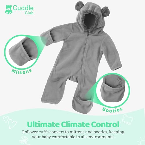 image for Cuddle Club Fleece Baby Bunting Bodysuit – Infant One Piece Kids Hoo