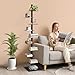 Nidouillet 9-Tier Metal Spine Bookshelf, Adjustable Vertical Tower for Books, Tall & Narrow Ladder Bookcase, Space-Saving Multipurpose Corner Storage Shelf, Display Stand, Tool-Free Assembly, Black