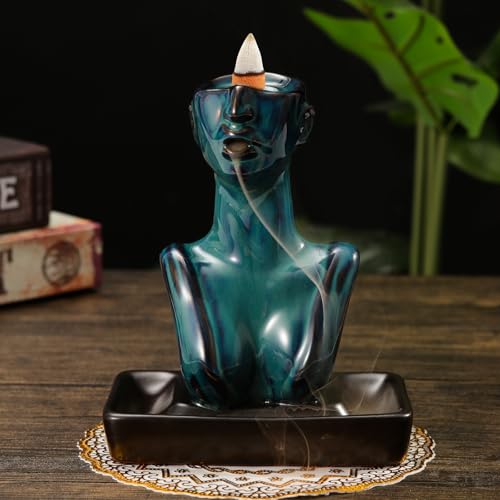 Brûleur d'encens céramique bleu backflow avec cônes refoulement - 5
