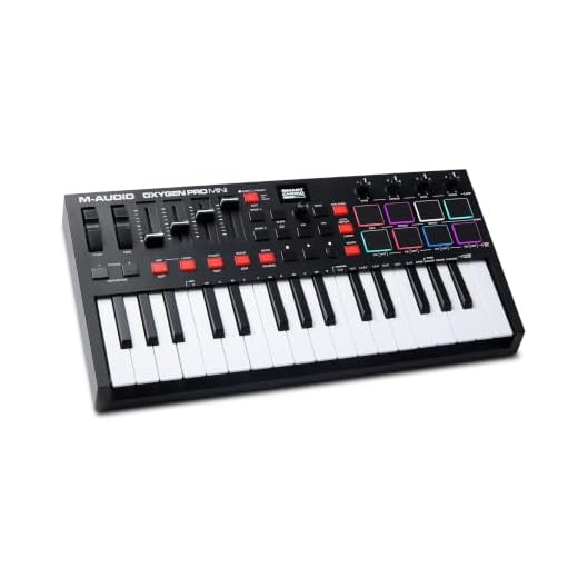 M-Audio Oxygen Pro Mini – 32 Key USB MIDI Keyboard Controller With Beat Pads, MIDI assignable Knobs, Buttons & Faders and Software Suite Included