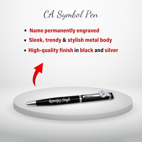 Image of SAVRI Personalized CA Gift Set - Engraved CA Logo Pen & Name /Designation Pen Stand | Professional Gift for Chartered Accountants - Ideal for CA Day, Graduation, Seminars, Corporate Gifting