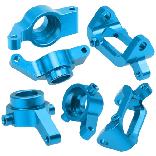 Vgoohobby Aluminum Steering Knuckles Kit Swing Arm A-Arms & Shock Absorbers Compatible with Wltoys 1/18 A949 A959 A969 A979 K929 RC Car (Blue)