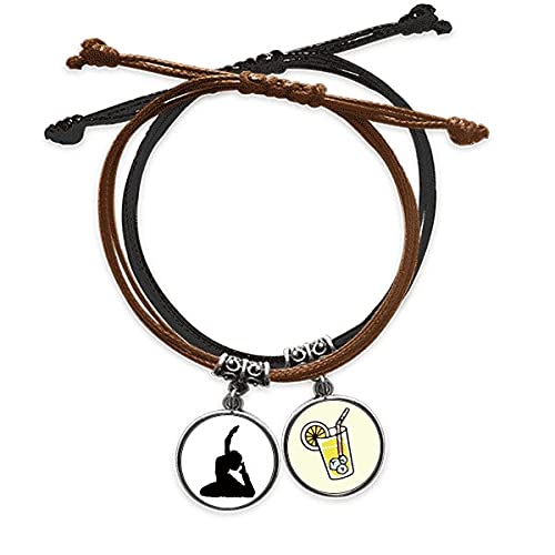 Bracelet corde main chaîne Le Danseur avec finitions cuir et nuances acidulées