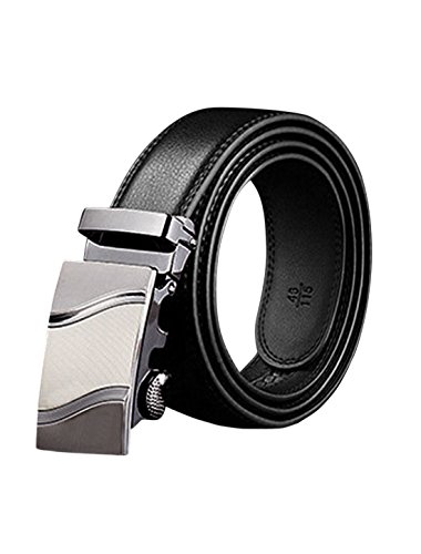 uxcell Men Sliding Buckle Holeless Adjustable PU Ratchet Belt