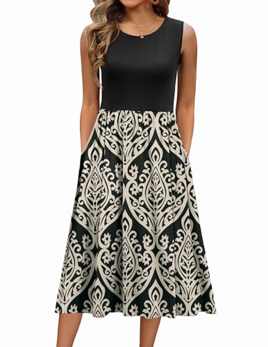 Image of Zeagoo Women's Summer Tank Midi Dress with Pockets Floral Sleeveless A-Line Casual Loose T-Shirt Dresses Beach Sundress 2026