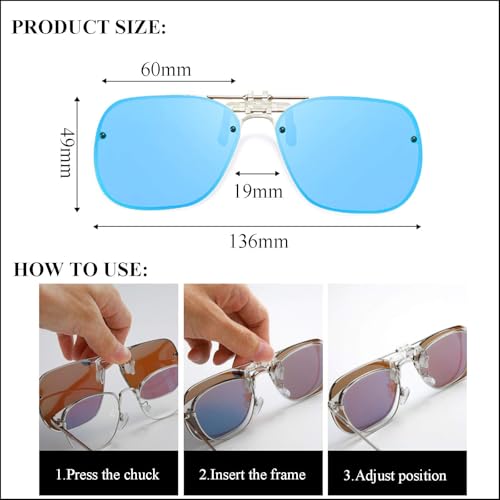 Image of Polarized Clip on Sunglasses Over Glasses for Men Women Flip Up Clip-on Shades for Driving Fishing
