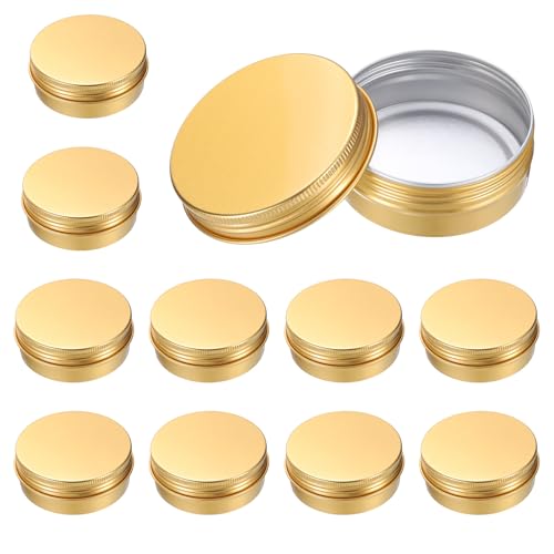 Boîtes rondes en aluminium dorées 60ml avec couvercle à vis pour baumes et cosmétiques voyage Lot de 12