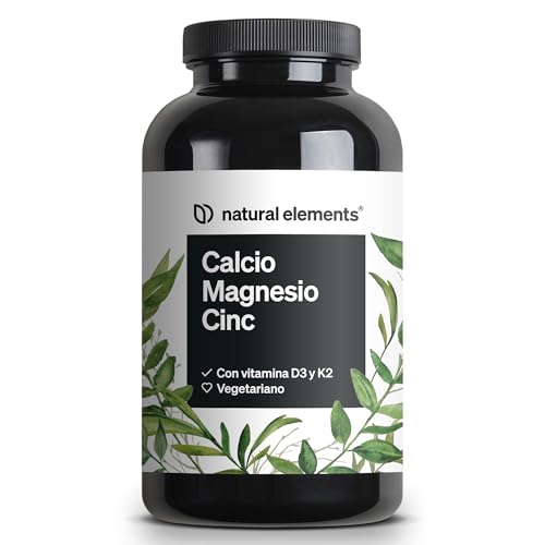 Calcio Magnesio Zinc + Vitamina D3 y K2 (MK7) - Apoya huesos, muscular y sistema inmune - 360 Tabletas para 6 meses - Sin adivitos innecesarios, probado en laboratorio en Alemania