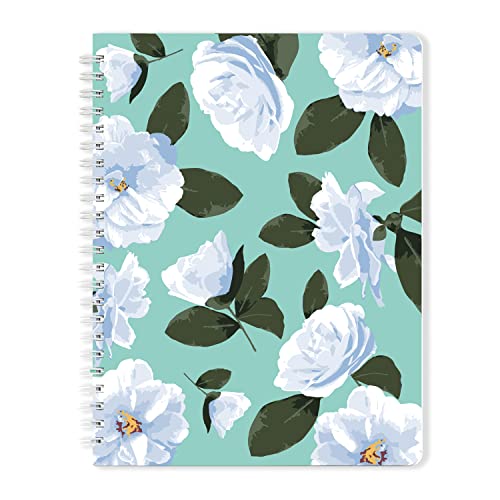 S&O Niedliche Spiral-Notizbücher, liniert, spiralförmig, mit Taschen, Hardcover-Notizbuch für Frauen, 160 Seiten, niedliche Notizbücher für Schule und Tagebuch, Camelia Flowers Notizbuch, 15,9 x 21 cm Cover