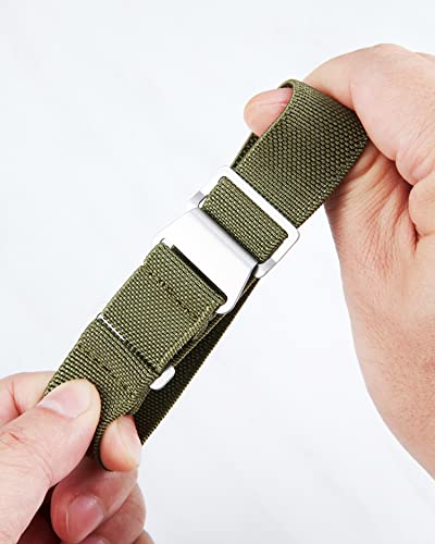 Image of BINLUN Elastic Nylon Watch Band 18mm 20mm 22mm Marine Nationale Fabric Military Parachute Replacement Watch Strap Men Women Silver & Black Buckle - Upgraded Hook-and-Loop Buckle