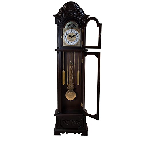 Image of Horo(Imported) Grandfather Clock Quartz Movement Westminster Chime and Finished Handcrafted Parts on Both Sides,Golden Dial, Beautiful Pendulum,Pattern Clock183(H) x49(L) x22(B) Cm,(Height:6ft.)