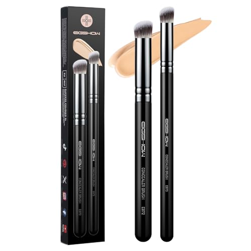 Image of EIGSHOW Concealer Brush Angled Precision Concealer Brush Set Make Up Brush Powder Brush for Cream or Liquid Make-Up Black (E872 & E873)