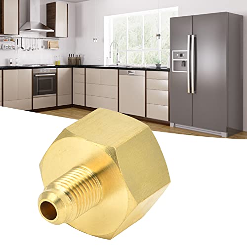 Image of R134A Brass Refrigerant Tank Adapter,R32 Fitting Adapter W21 to 1 /4SAE Air Conditioning Refrigerant Adapter Vacuum Pump Adapter Air Conditioning Accessory,Perfect for Efficient Refrigerant Filling