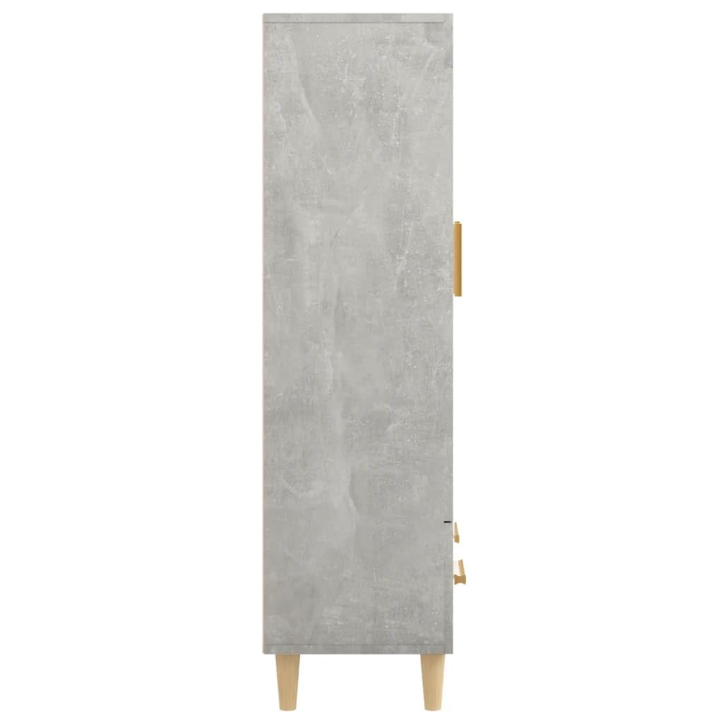 Générique Bufet wysoki szary beton 70x31x115 cm z dwoma przegródkami i szufladą, wytrzymała i stabilna szafka do przechowywania z drewna inżynieryjnego.