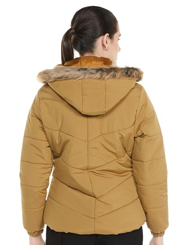 Image of Qube By Fort Collins Women's Polyester Crop Length Bomber Jacket With Detachable Hood Stylish & Versatile Winter Wear