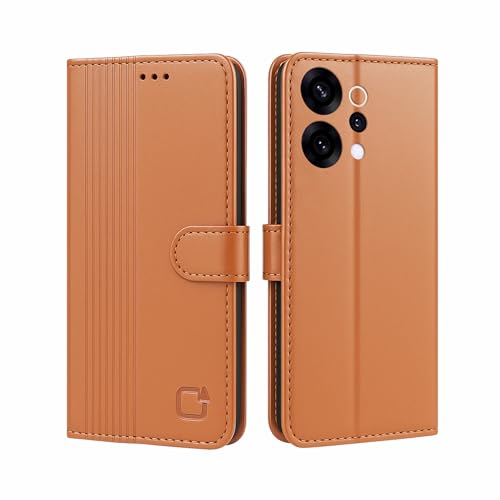 Image of AIBEX Shock Proof Flip Compatible for Oppo Reno 14 PRO 5G Flip Cover Leather Finish | Inside TPU with Card Pockets | Wallet Stand | Complete Protection Flip Case - Brown