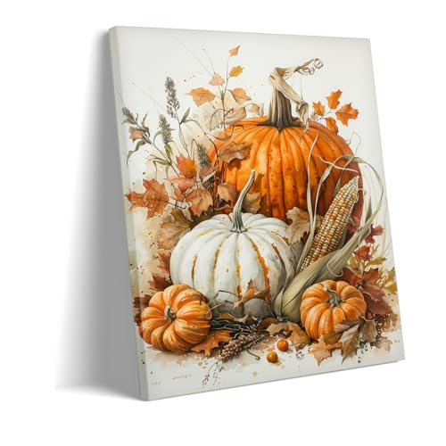 Toile murale aquarelle citrouille pour grand salon de style ferme