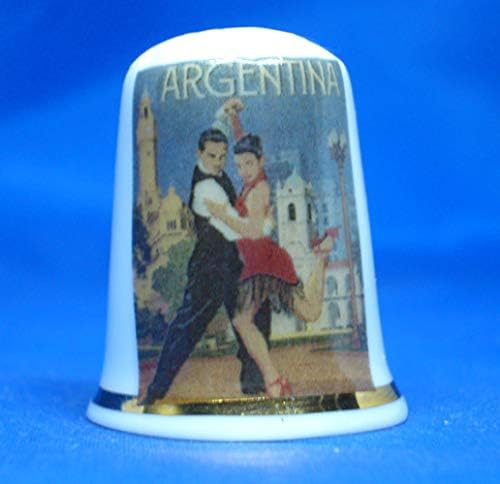 Porcelain China Collectable Thimble - Travel Poster Argentina Box