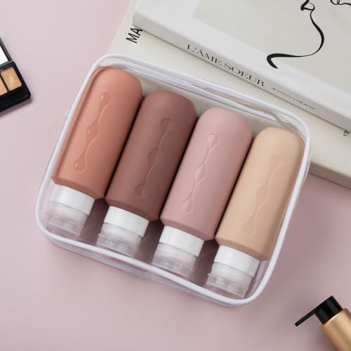 Image of Gemice Travel Bottles for Toiletries, Tsa Approved Travel 6oz Size Containers with Clear Bag, BPA Free Leak Proof Travel Tubs Refillable Liquid Travel Accessories for Cometic Shampoo Lotion