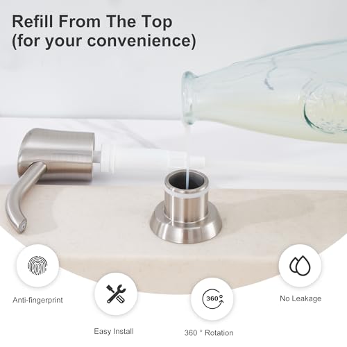 Gagalife G16068-11 Built In Sink Soap Dispenser Or Lotion Dispenser For Kitchen Sink, Brushed Nickel Abs Pump Head thumb #4