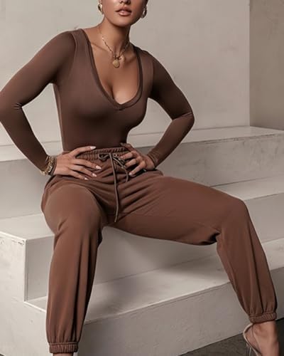 GORGLITTER Women's Long-Sleeved Bodysuit, Elegant GORGLITTER Women's Long-Sleeved Bodysuit, Elegant