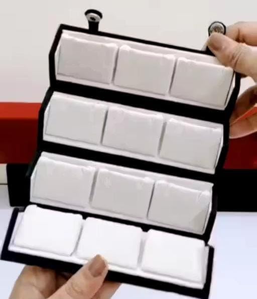 Image of Velvet 12 Pair Earring Organizer Box | Jewelry Storage Folder for Earrings, Studs & Small Jewelry | Foldable Travel Jewelry Case | Black Velvet Display Box for Women & Girls (Pack Of 1) JB53