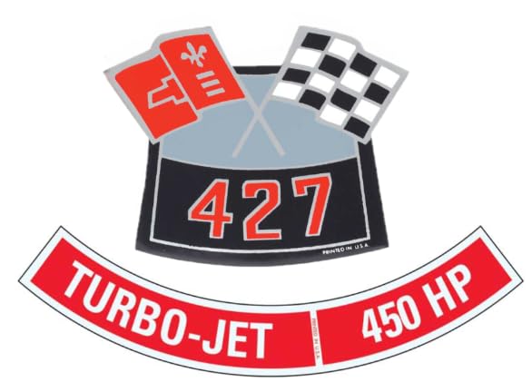 Amazon.com: 427 with 450 HP Air Cleaner Decal Set Fits Camaro Nova