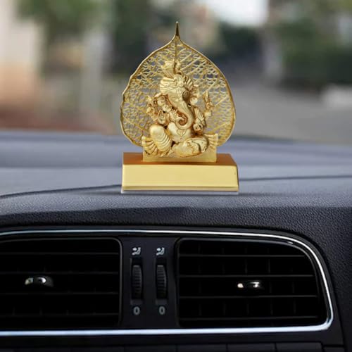 Image of Saugat Traders Metal Ganesha Idol for Car Dashboard Home Decor Golden Ganesh Ji Statue Showpiece Diwali New Year Gift for Corporate Client, Friends, Employees Spiritual Good Luck Gift